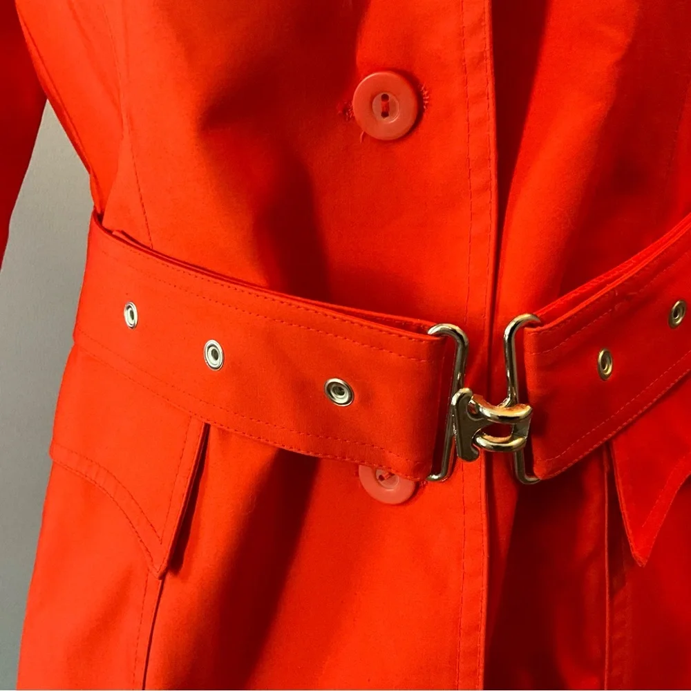 Sz 6-8 NWT Bright Orange Trench Coat Size 6-8 Style & Co. from Macy’s - Picture 3 of 8